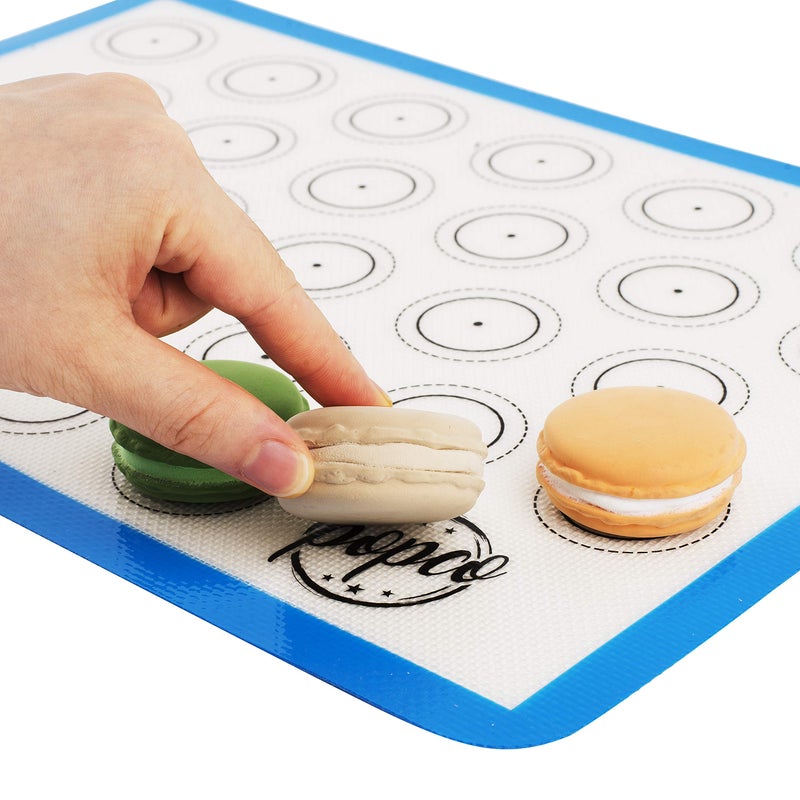 POPCO Macaron Baking Kit (19pcs Set) - 2 Half Size and 2 Quarter Size Silicone Macaron Baking Mats Plus 8 Piping Tips, 3 Piping Bags with 3 Bag Ties, 1 Coupler - Image 4
